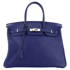 Hermes Sea Surf Birkin Bag Bleu Saphir Novillo with Palladium Hardware 35