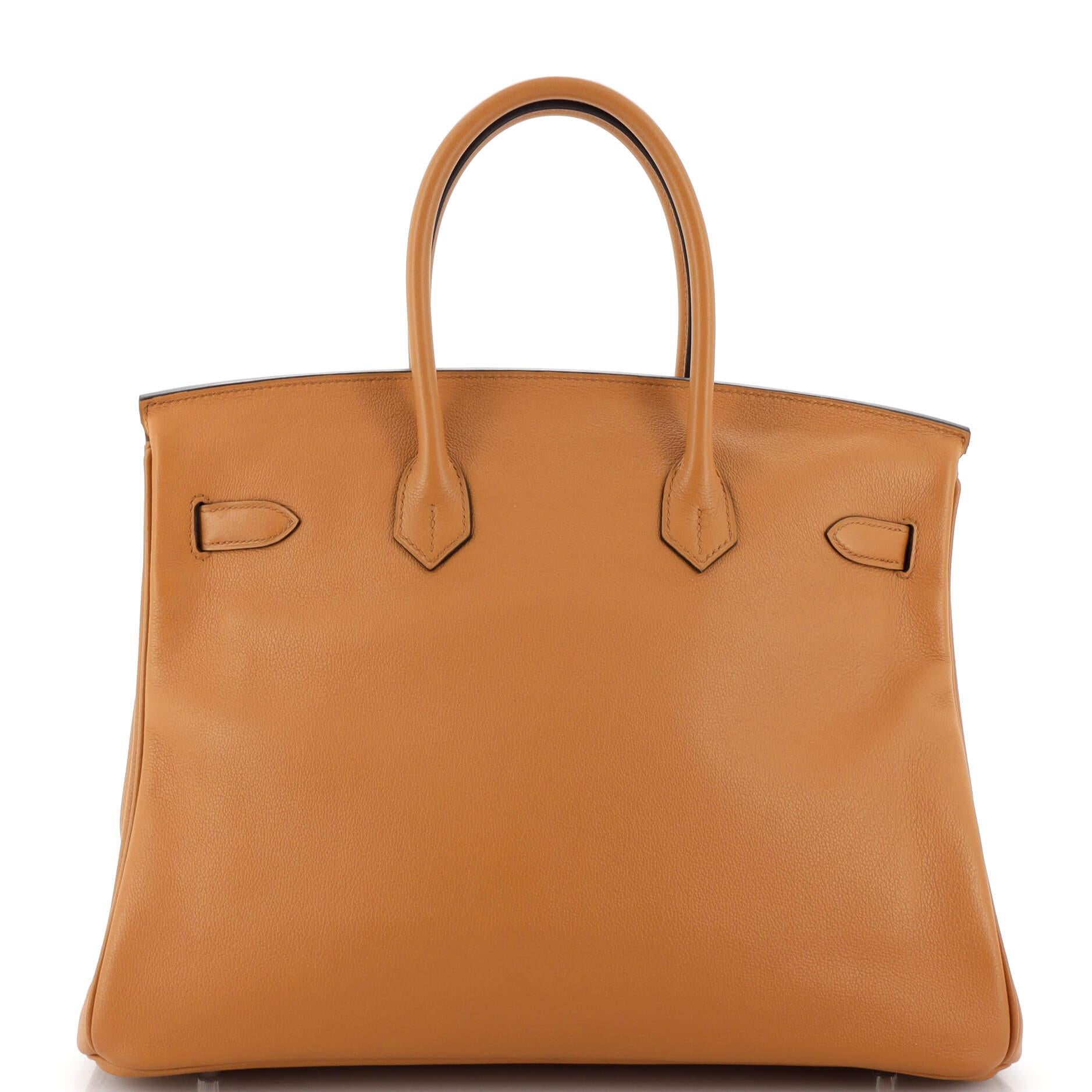 Women's Hermes Sea Surf Birkin Bag Toffee Novillo with Palladium Hardware 35 For Sale