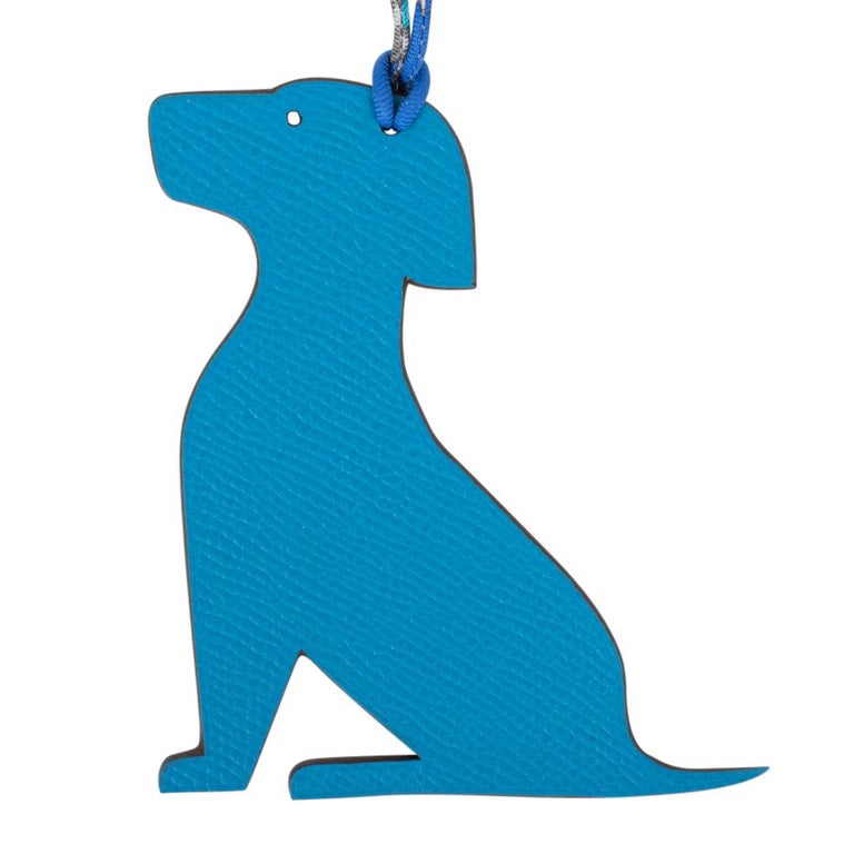 Hermes Seated Dog Bag Charm Petite h BiColor Blue / Trench at 1stDibs