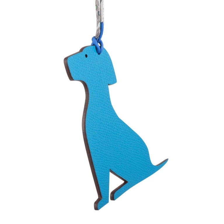 Hermes Seated Dog Bag Charm Petite h BiColor Blue / Trench at 1stDibs