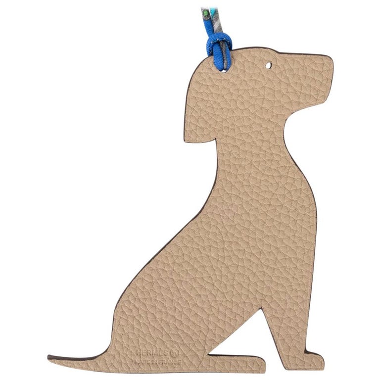 Hermes Seated Dog Bag Charm Petite h BiColor Blue / Trench at 1stDibs