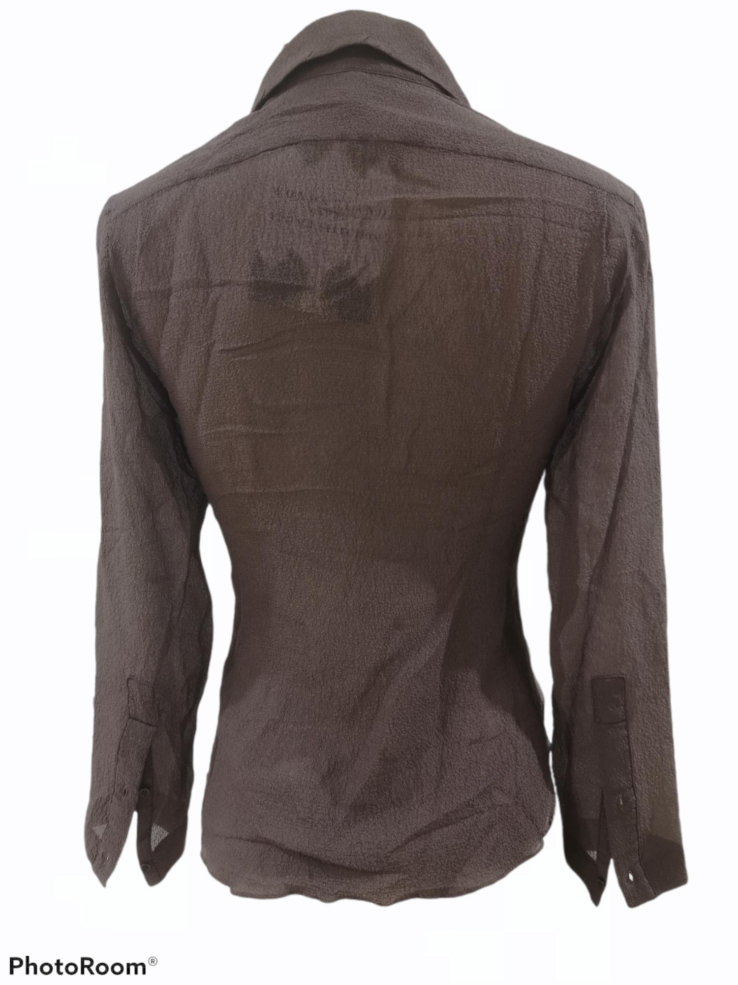 Black Hermès see through brown silk shirt 