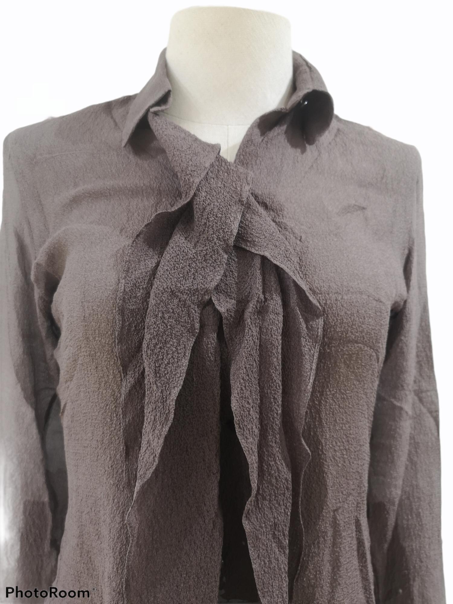 Women's Hermès see through brown silk shirt 