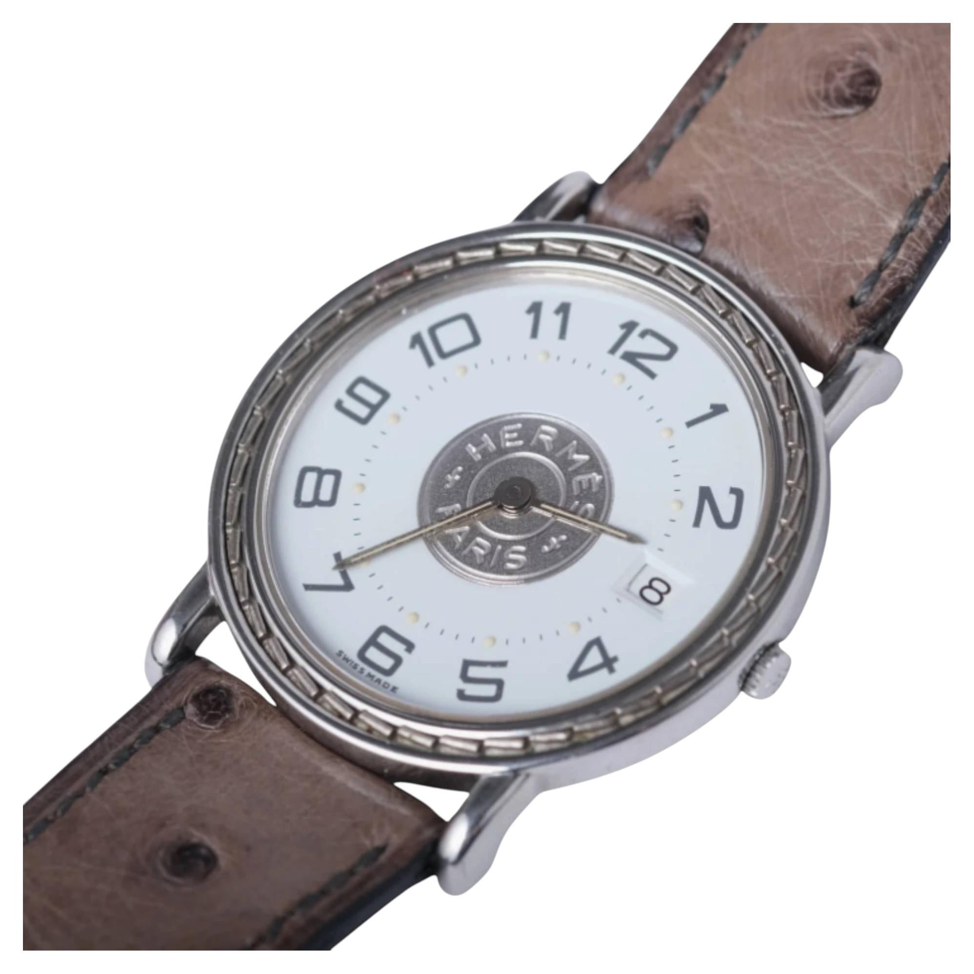 Hermès Sellier 33mm Quartz Watch Full Set - '90s For Sale