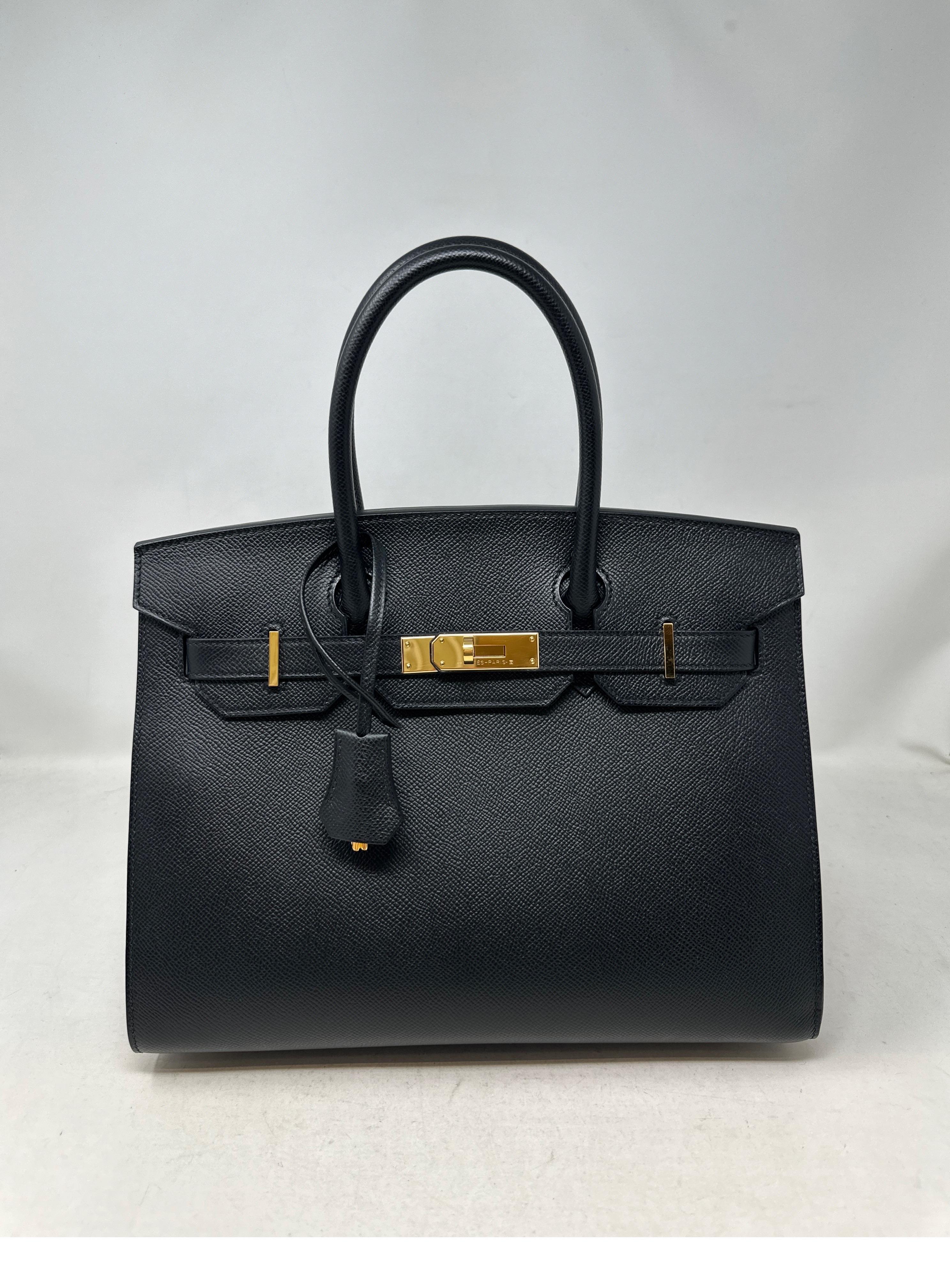 Hermes Sellier Sac Birkin 30 noir  en vente 11