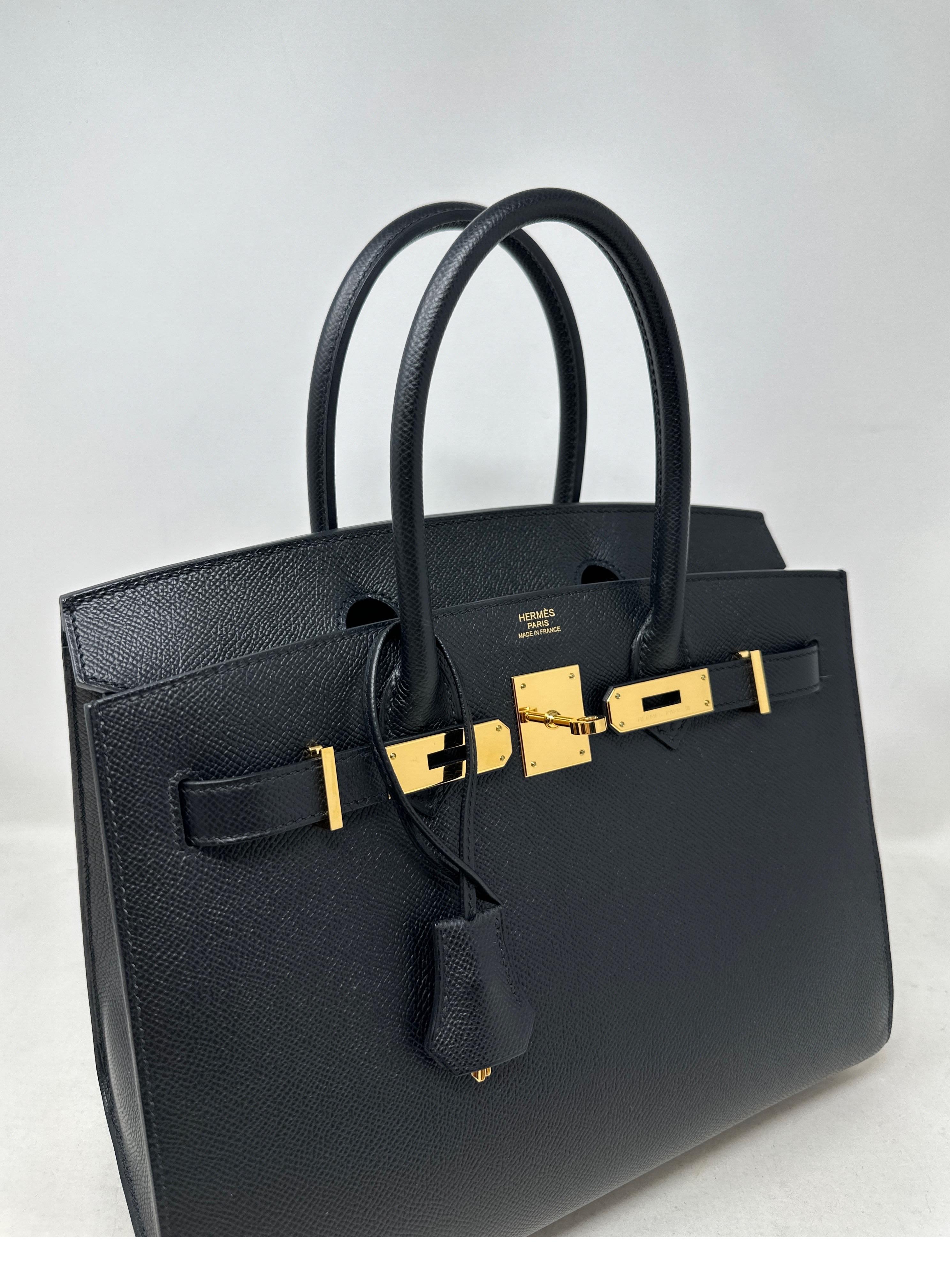 Women's or Men's Hermes Sellier Black Birkin 30 Bag  For Sale