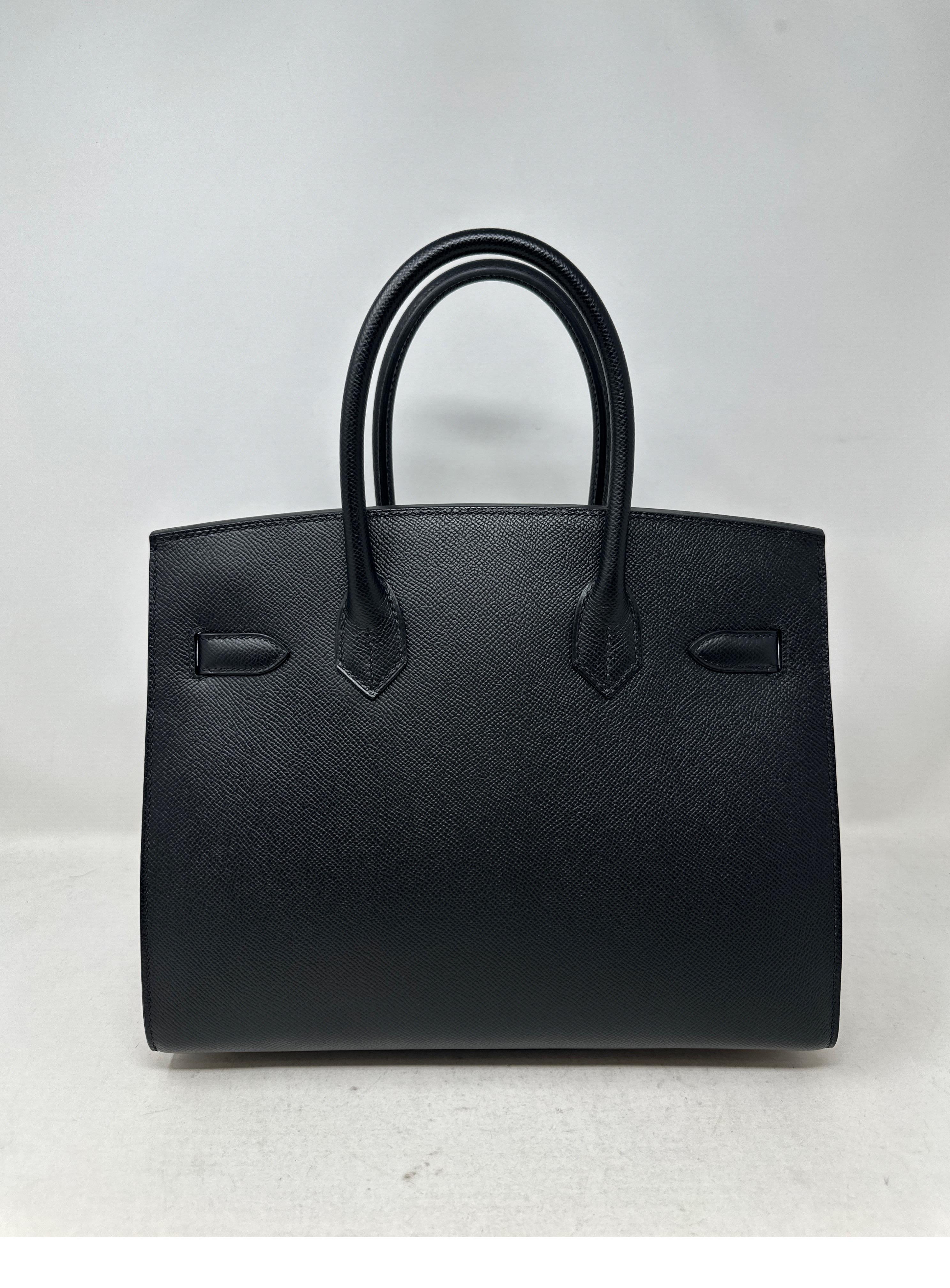 Hermes Sellier Black Birkin 30 Bag  For Sale 2