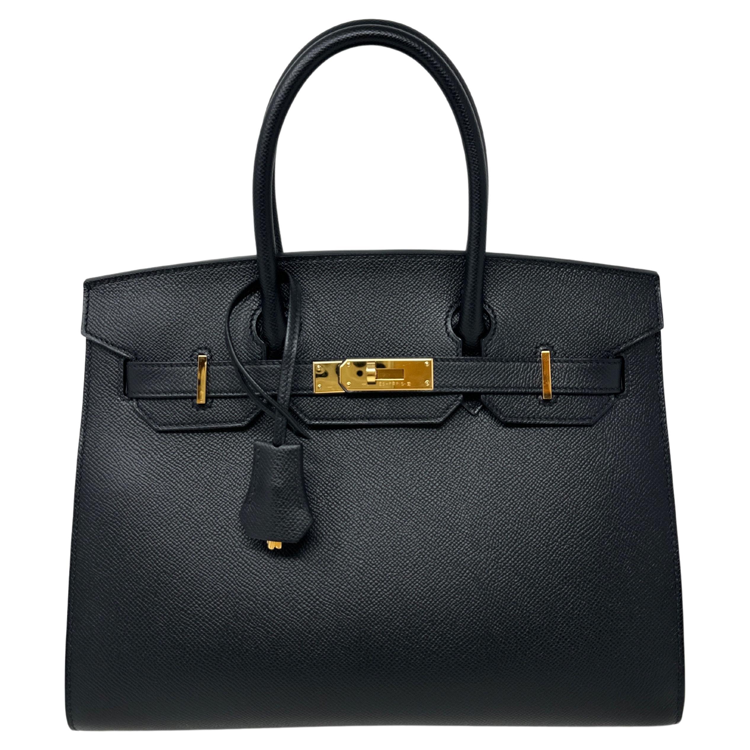 Hermes Sellier Black Birkin 30 Bag  For Sale