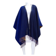 Hermes Sellier Cashmere Cape with Fringe