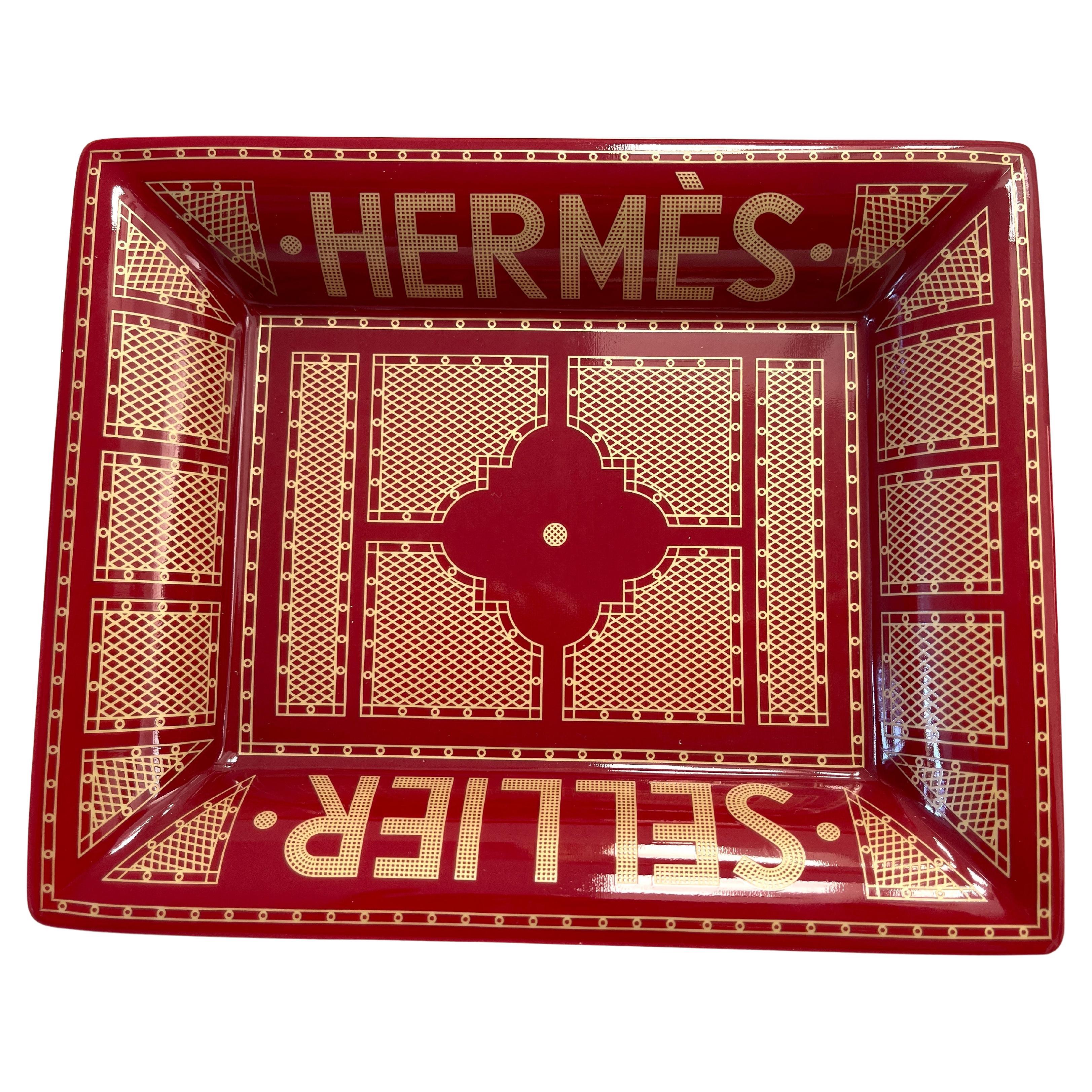 Hermes Sellier Change Tray Red Rouge Gold