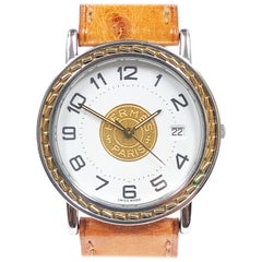 Hermes Sellier Collection Steel and Yellow Gold Quartz Wristwatch