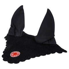 Hermès Sellier Fly Bonnet Nero Cotone Uncinetto Taglia Cavallo