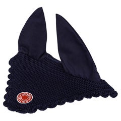 Hermès Sellier Fly Bonnet Navy in cotone all'uncinetto Taglia Cavallo