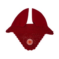 Hermès Sellier Fly Bonnet Rouge Cotone Uncinetto Taglia Cavallo