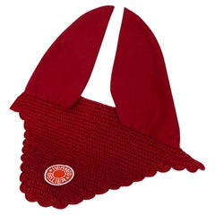 Hermès Sellier Fly Bonnet Rouge Cotone Uncinetto Taglia Cavallo