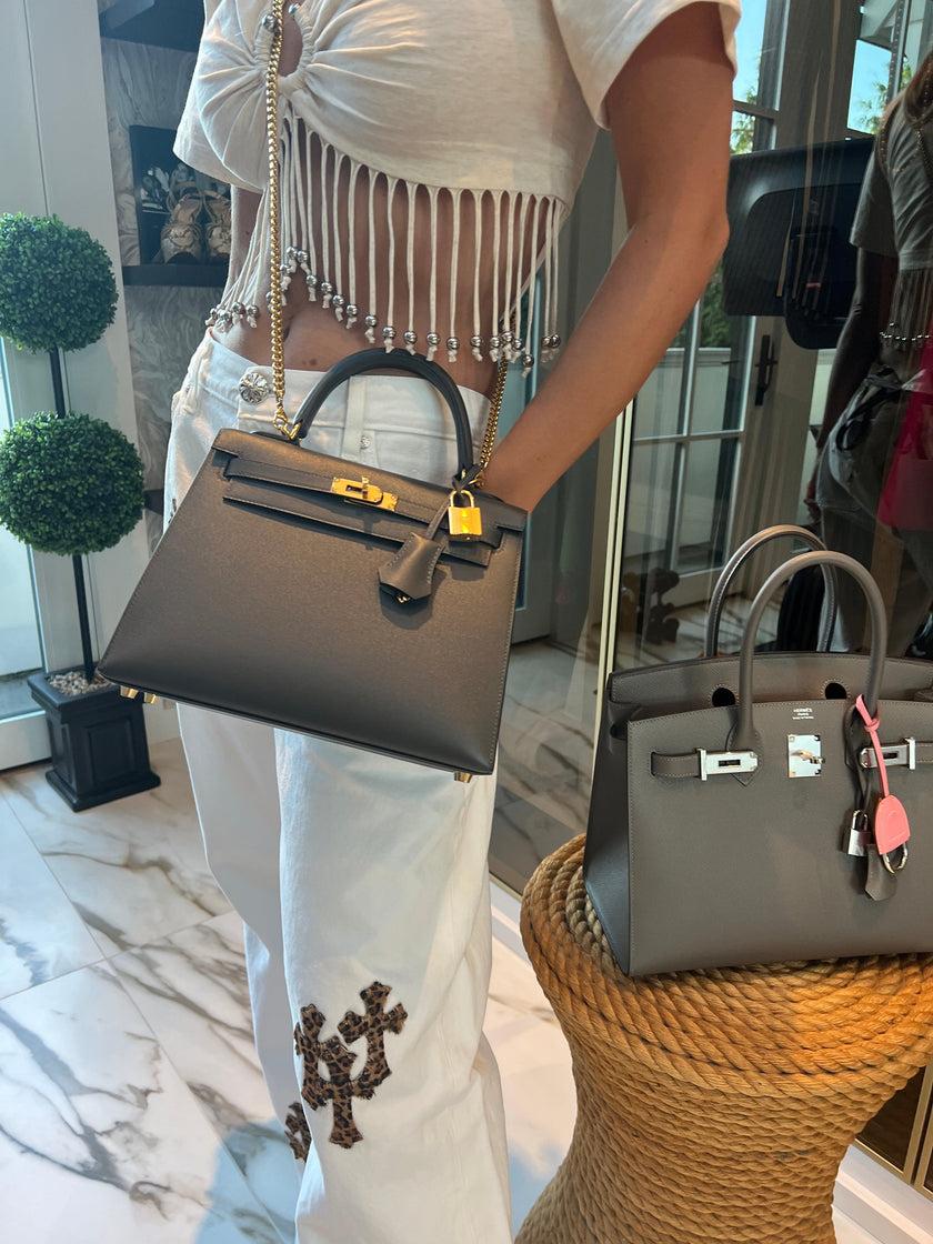 Hermès Sellier Kelly 25 Graphite Epsom Gold Hardware For Sale 2