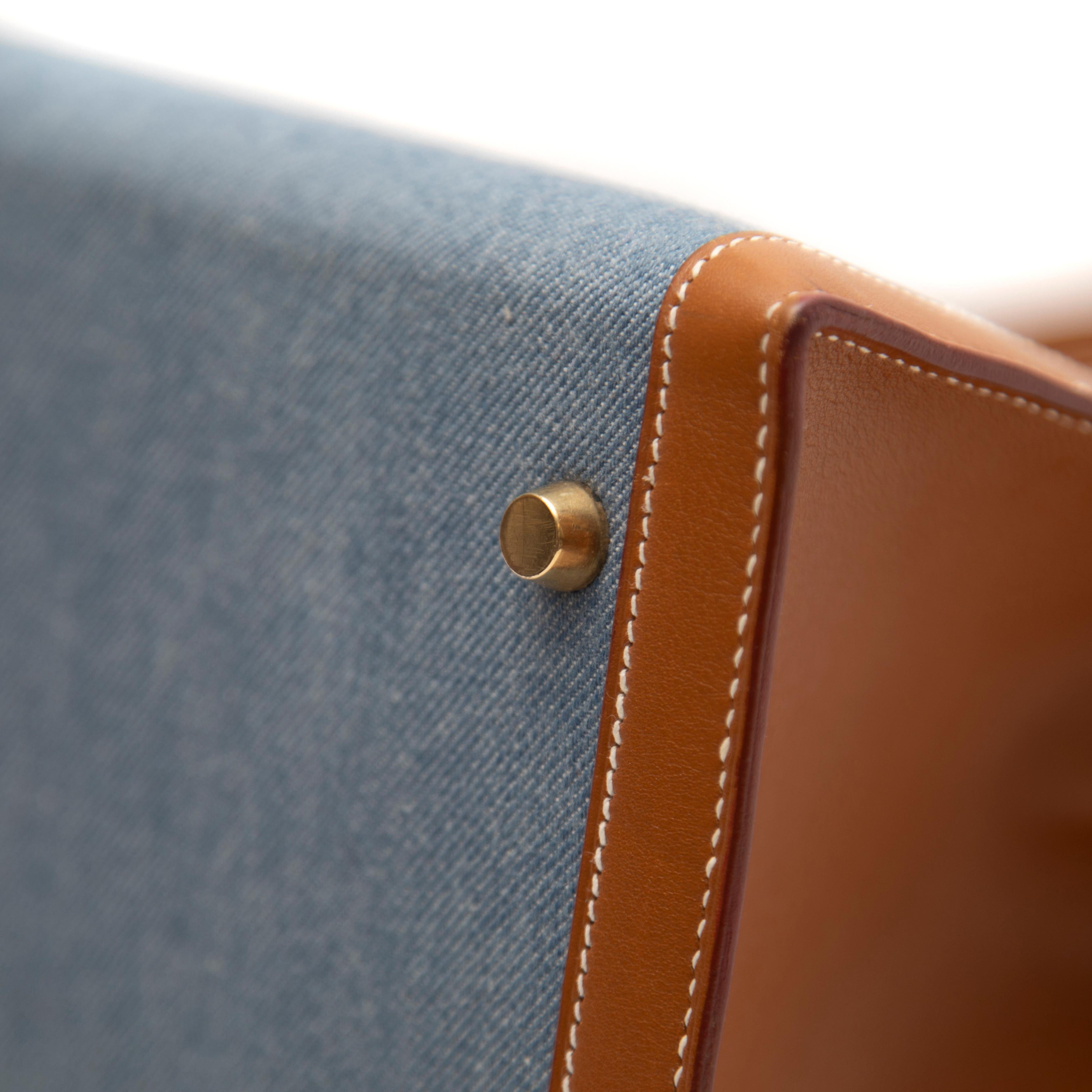 Hermès Sellier Kelly 35CM Denim with Gold Hardware 5
