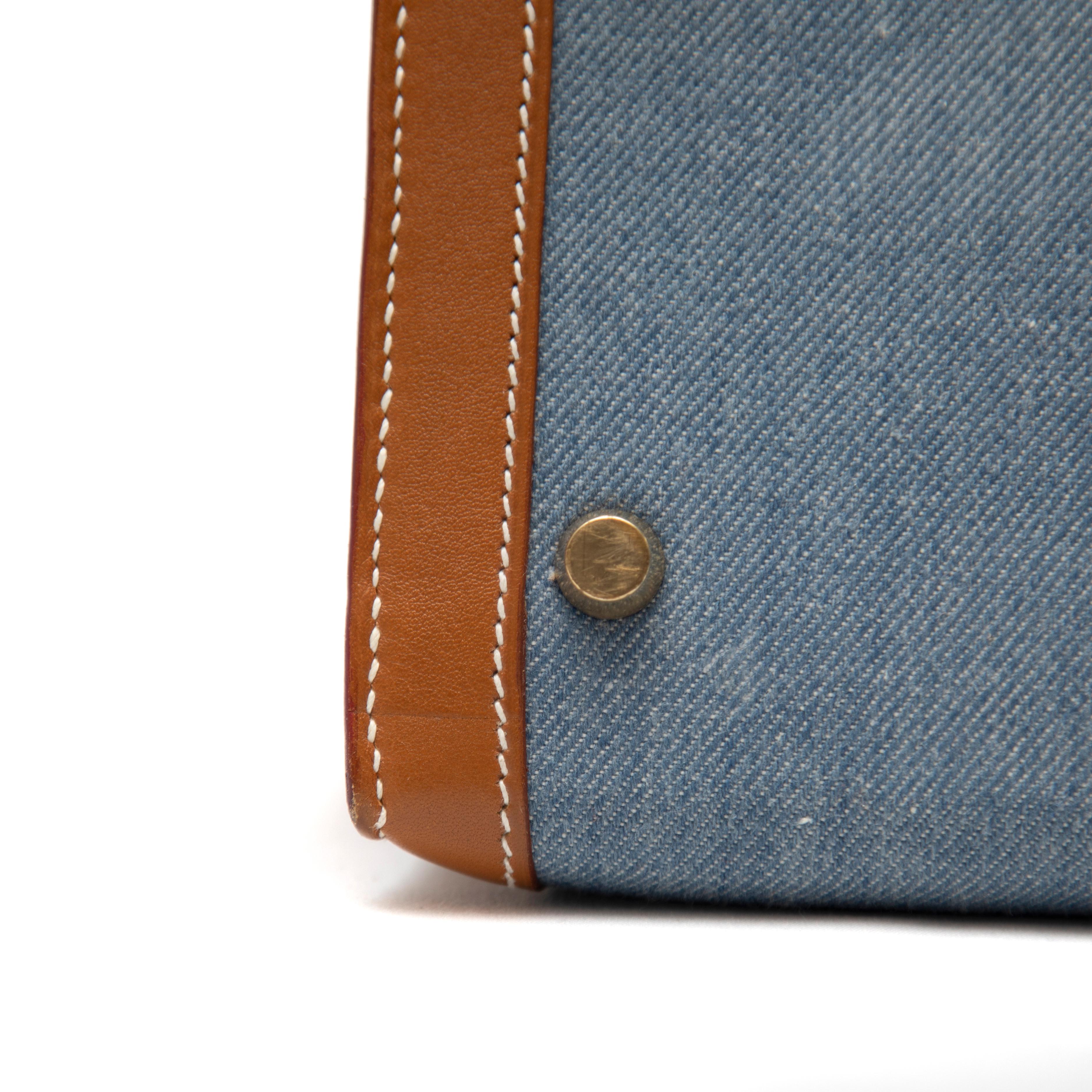 Hermès Sellier Kelly 35CM Denim with Gold Hardware 6