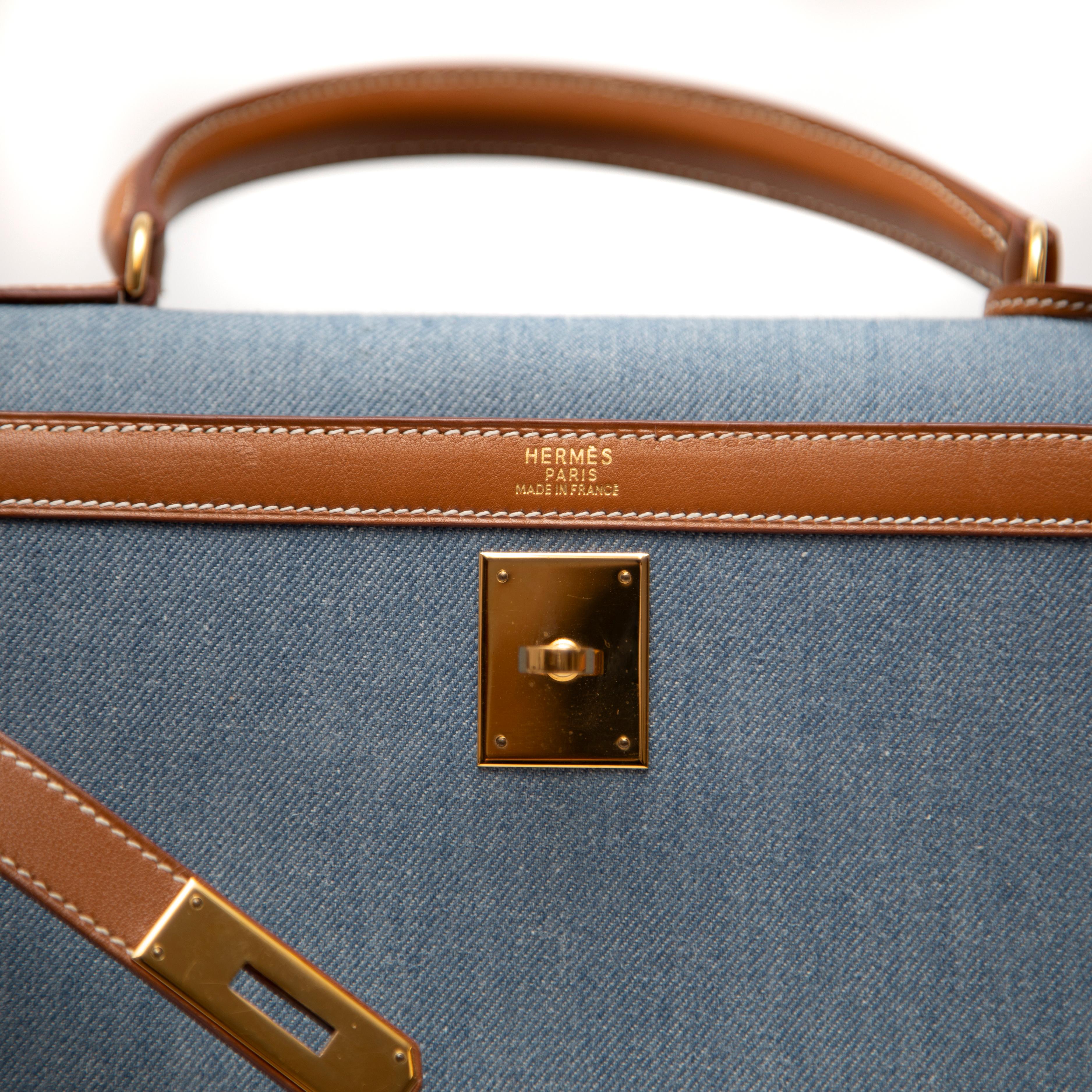 Hermès Sellier Kelly 35CM Denim with Gold Hardware 8