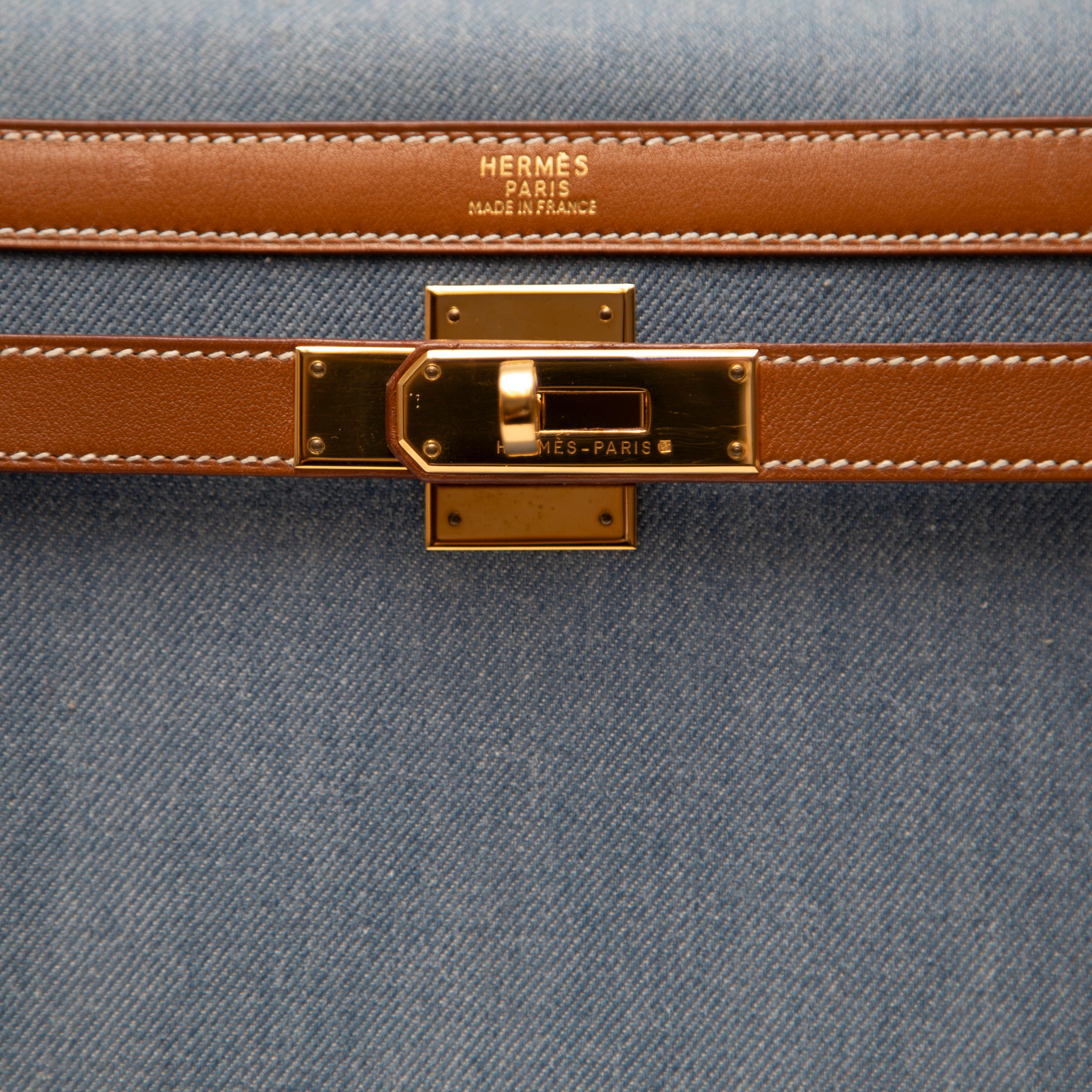 Hermès Sellier Kelly 35CM Denim with Gold Hardware 9