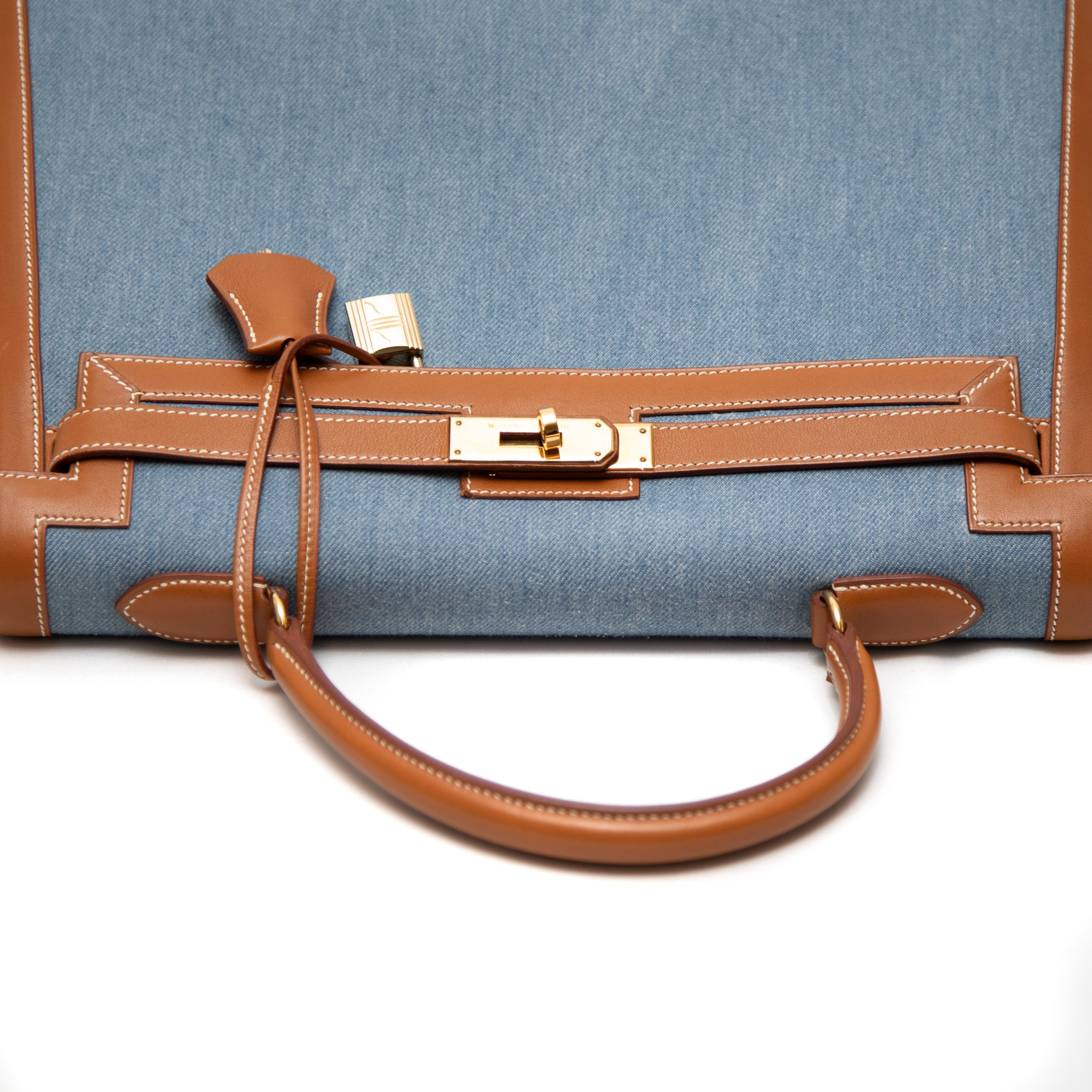Hermès Sellier Kelly 35CM Denim with Gold Hardware 2