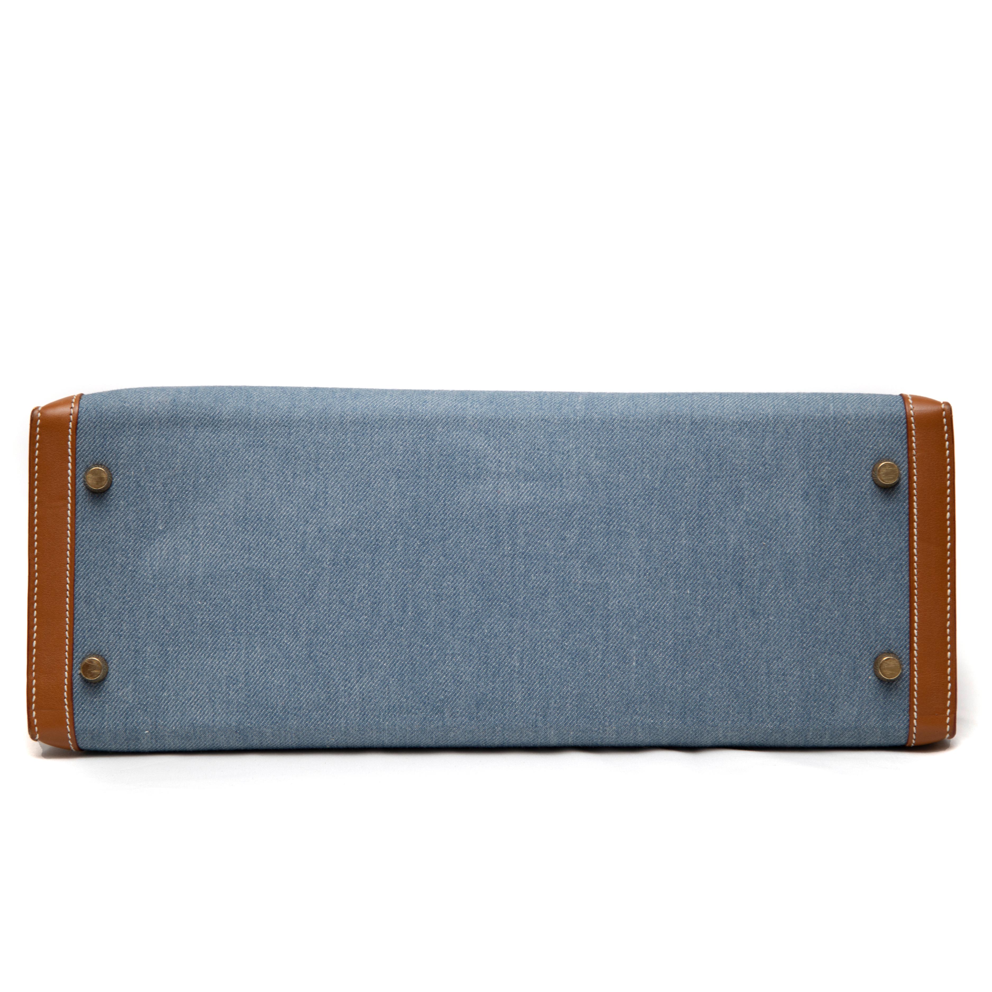 Hermès Sellier Kelly 35CM Denim with Gold Hardware 3