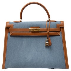 Hermès Sellier Kelly 35CM Denim with Gold Hardware