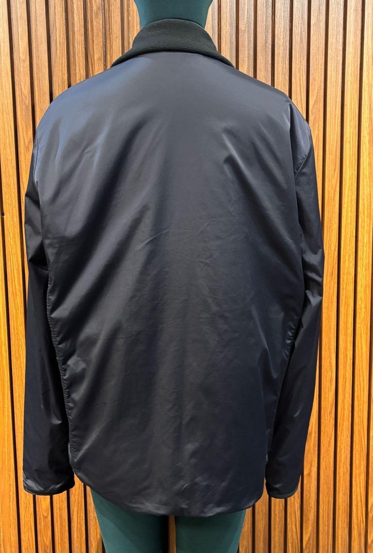 Hermes Sellier Navy Nylon Warm Up Fleece Zip Jacket at 1stDibs