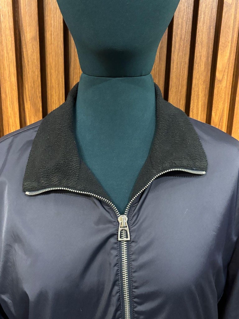 Hermes Sellier Navy Nylon Warm Up Fleece Zip Jacket at 1stDibs