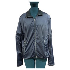 Hermes Sellier Navy Nylon Warm Up Fleece Zip Jacket