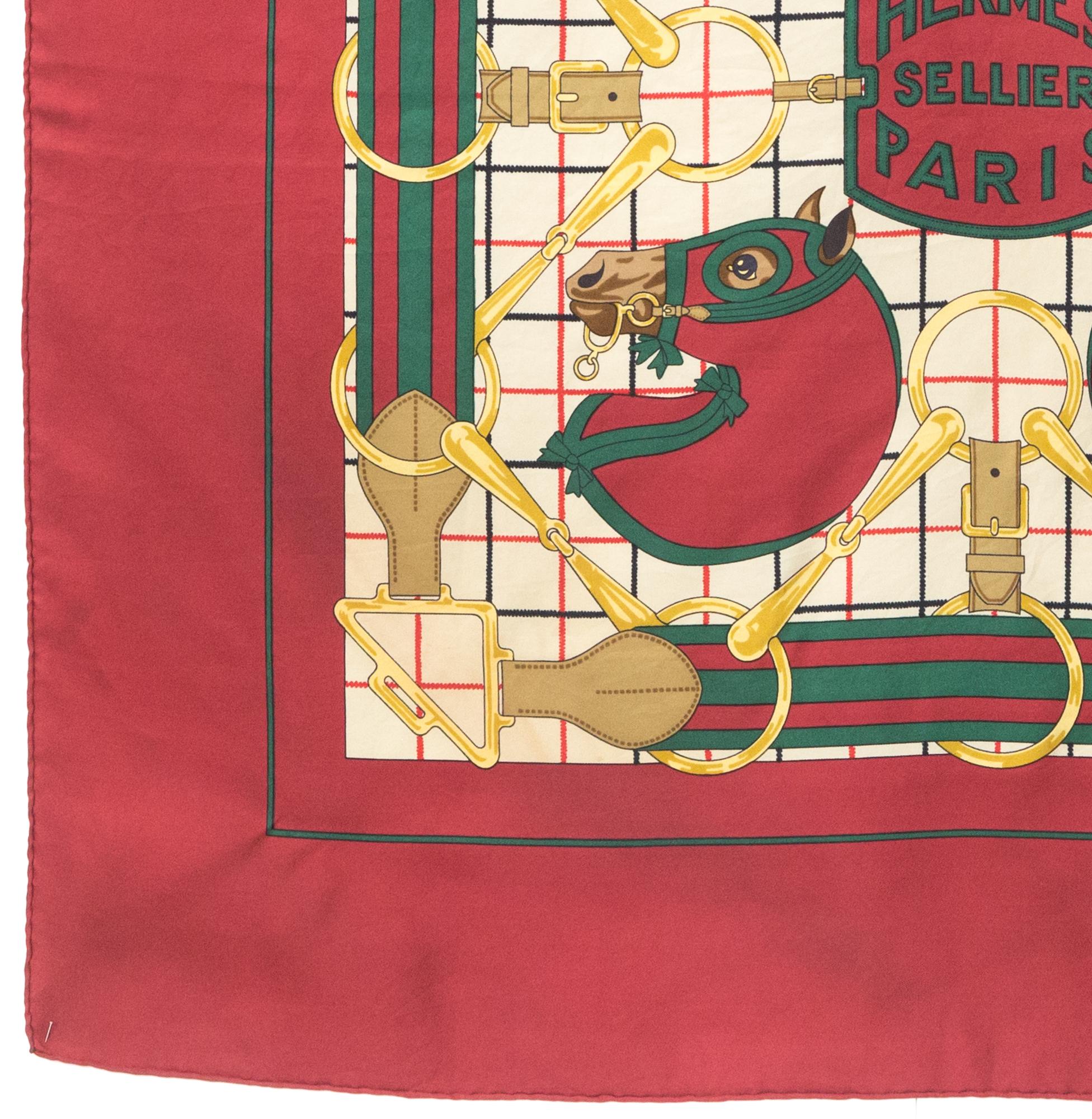 Hermes Sellier or Tatersale by H.d'Origny Silk Scarf In Good Condition For Sale In Paris, FR