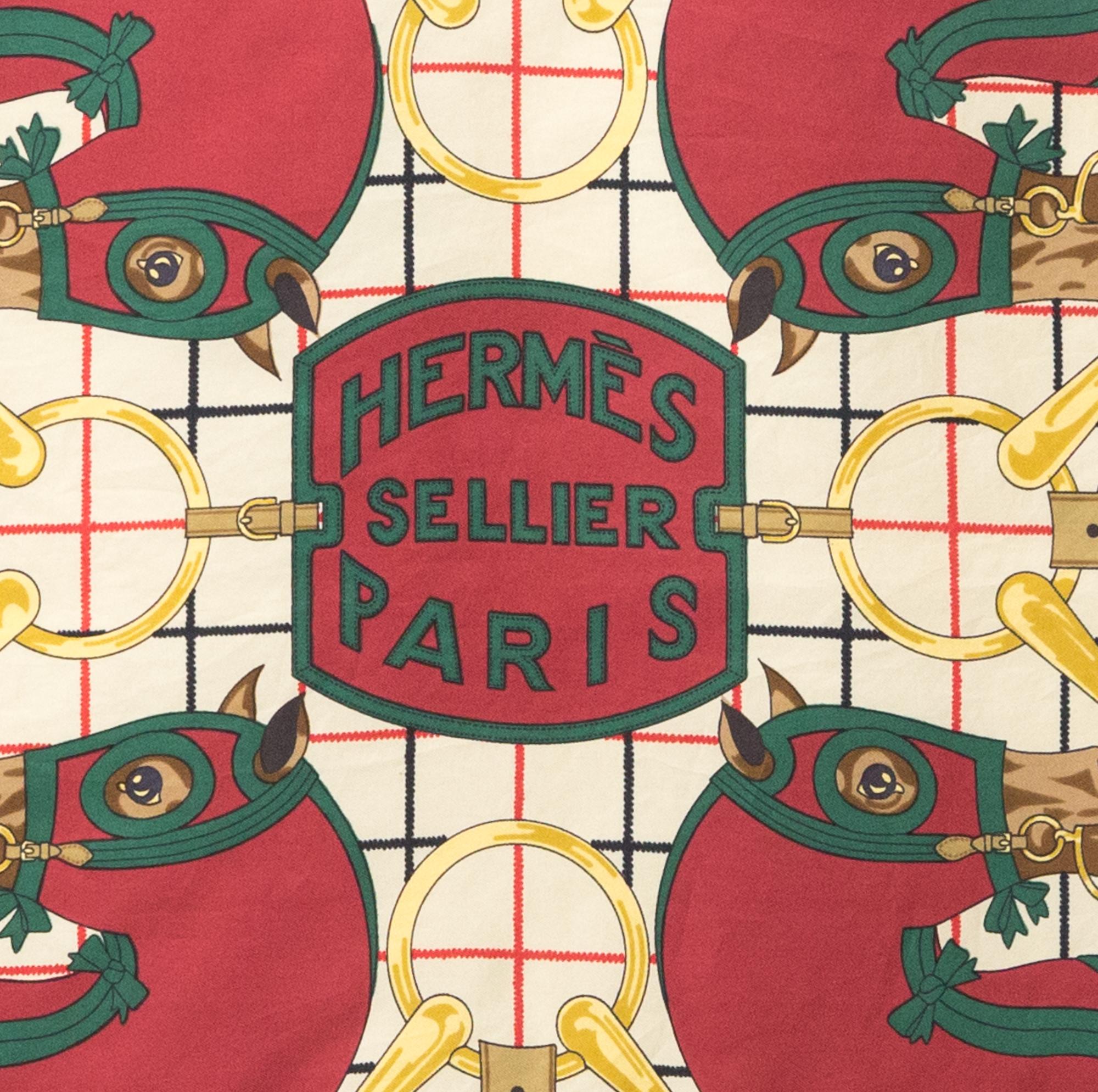 Hermes Sellier or Tatersale by H.d'Origny Silk Scarf 1