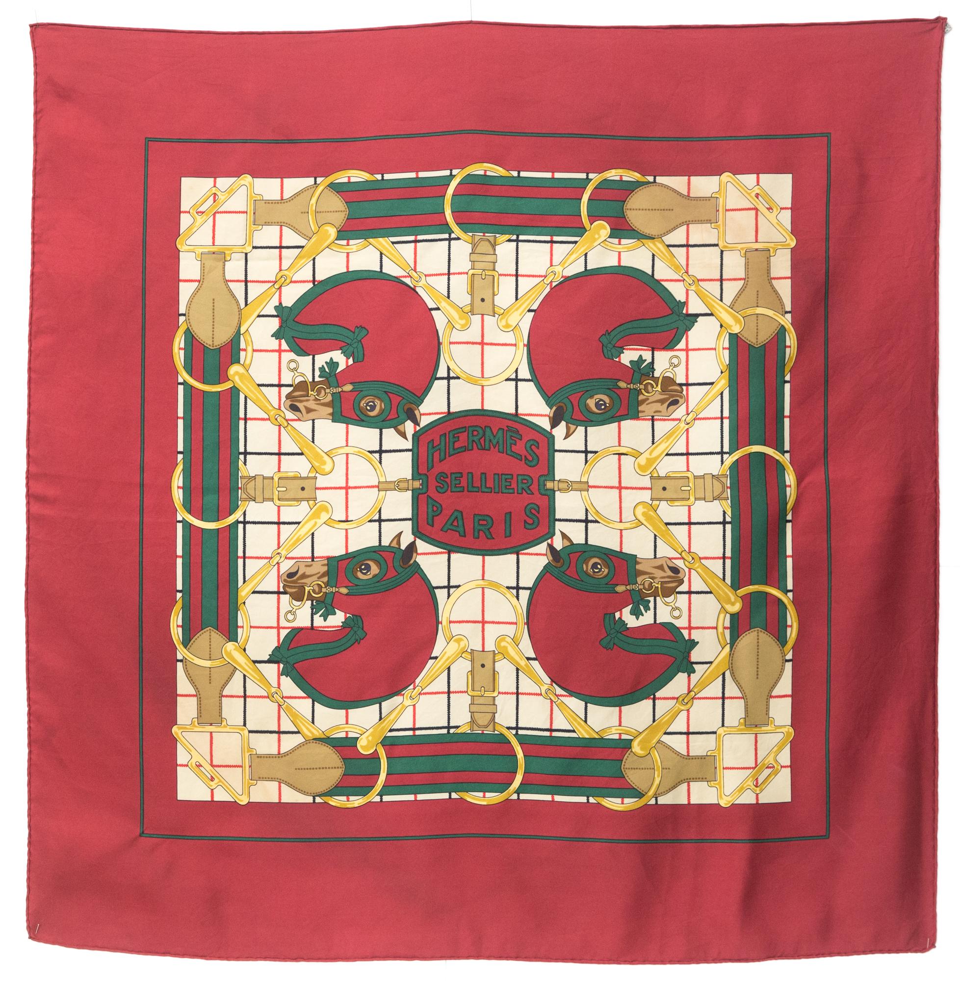 Hermes Sellier or Tatersale by H.d'Origny Silk Scarf For Sale 2
