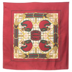 Used Hermes Sellier or Tatersale by H.d'Origny Silk Scarf