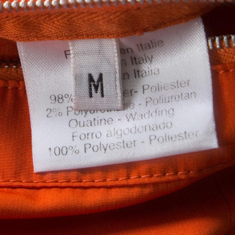 Women's Hermes Sellier Orange Quilted Zip Front Vest M
