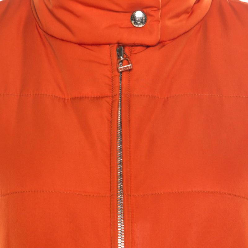 Hermes Sellier Orange Quilted Zip Front Vest M 1
