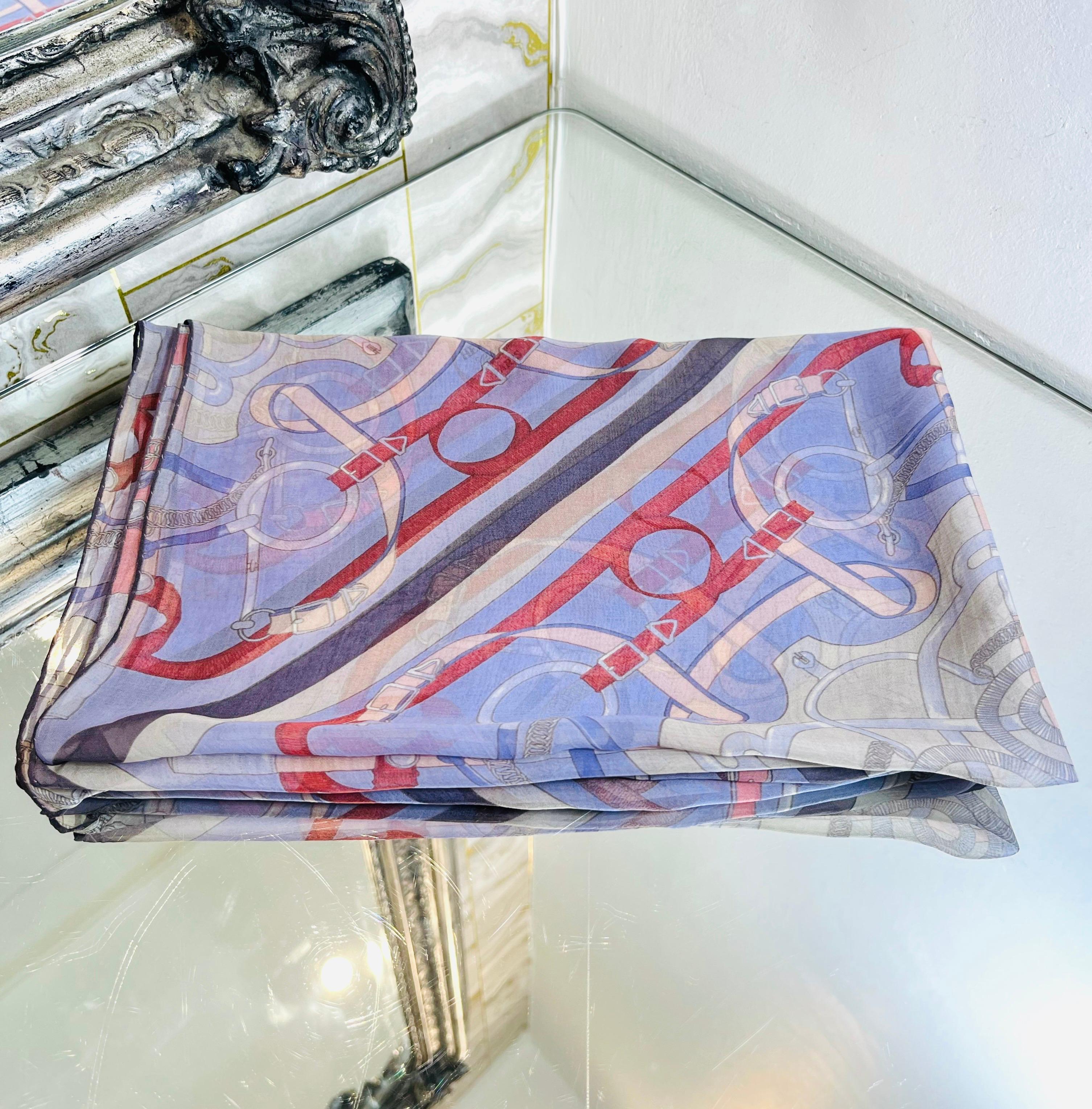 Hermes Sellier Printed Silk Scarf In Excellent Condition For Sale In London, GB
