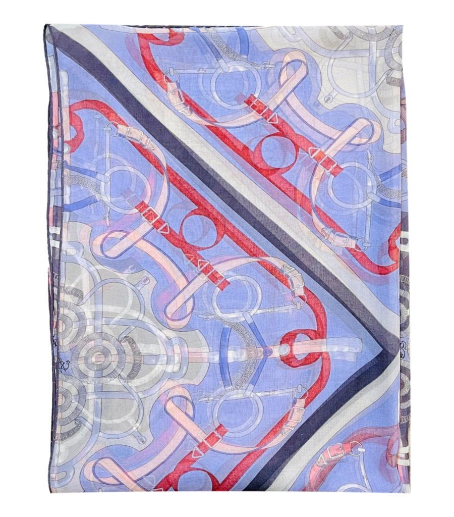 Hermes Sellier Printed Silk Scarf For Sale 2