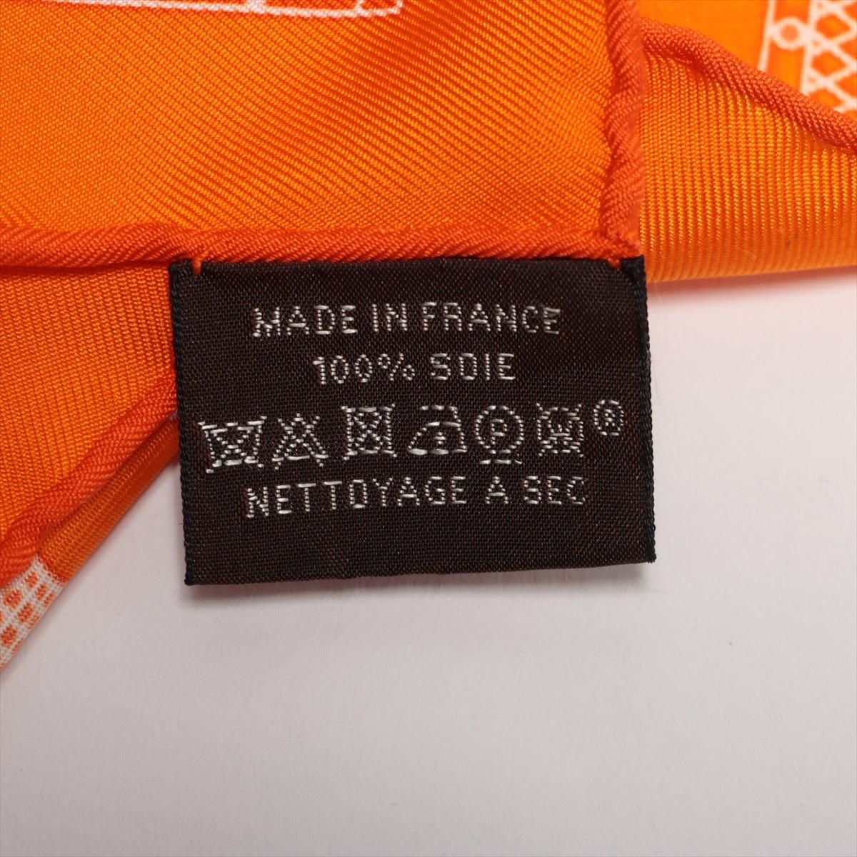 Hermes Sellier Serie Silk Scarf  Orange 3