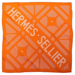 Hermes Sellier Serie Silk Scarf  Orange