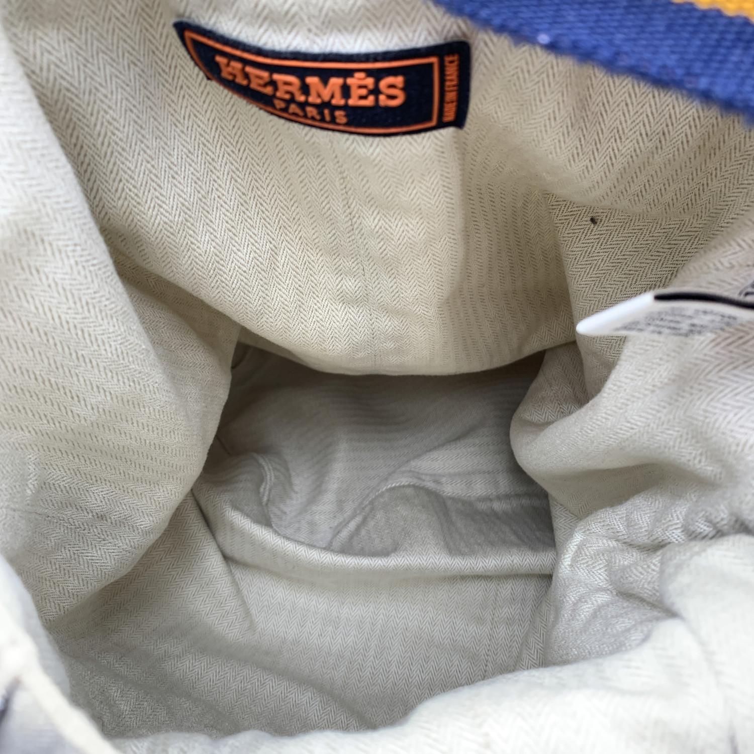 Women's Hermes Sellier Vintage Beige Cotton Canvas Summer Beach Bag
