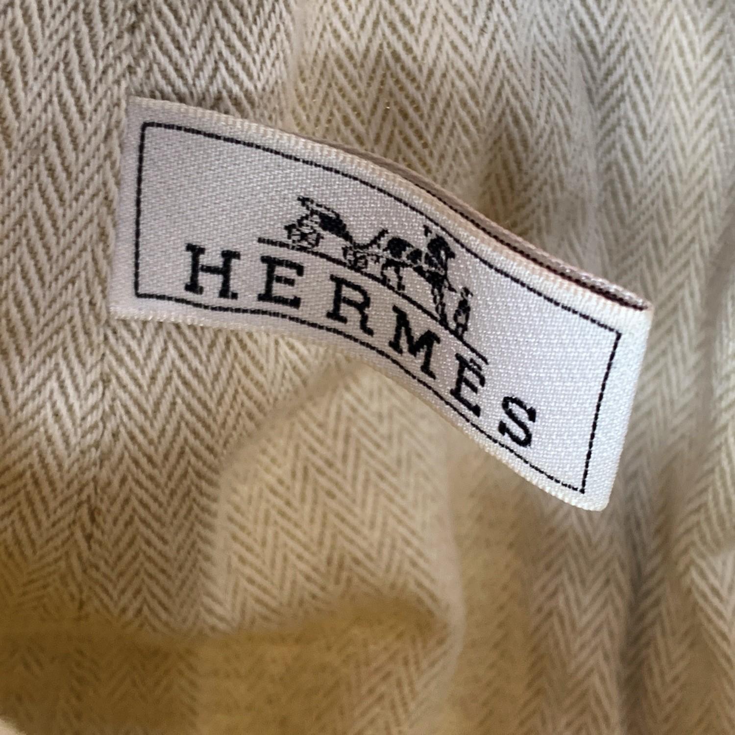 Hermes Sellier Vintage Beige Cotton Canvas Summer Beach Bag 2