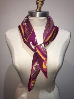 Hermes Sequences Maroon Silk Bandana Scarf 70