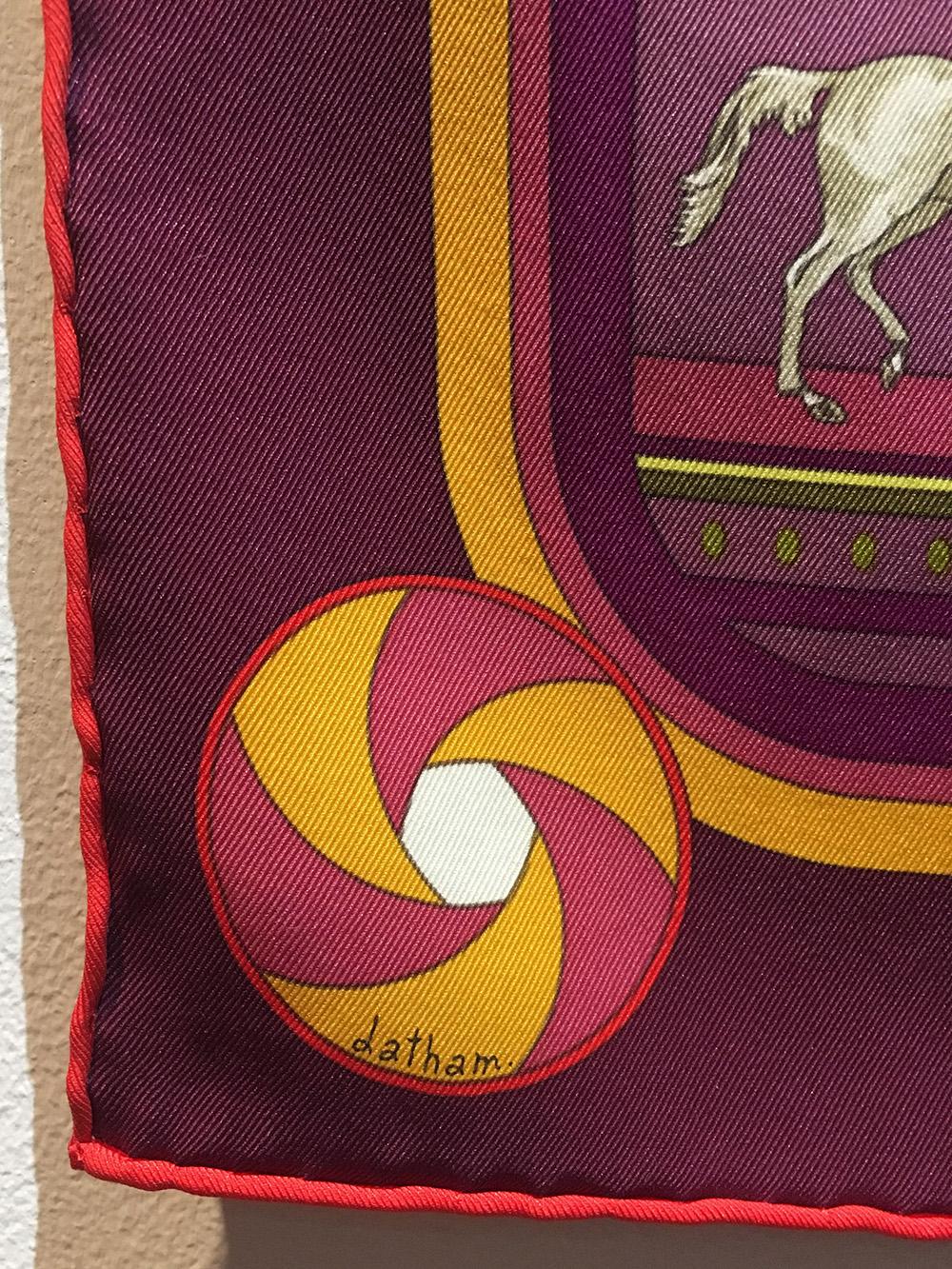 Hermes Sequences Maroon Silk Bandana Scarf 70 In Excellent Condition In Philadelphia, PA