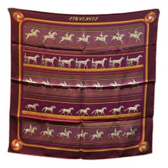 Hermes Sequences Maroon Silk Bandana Scarf 70