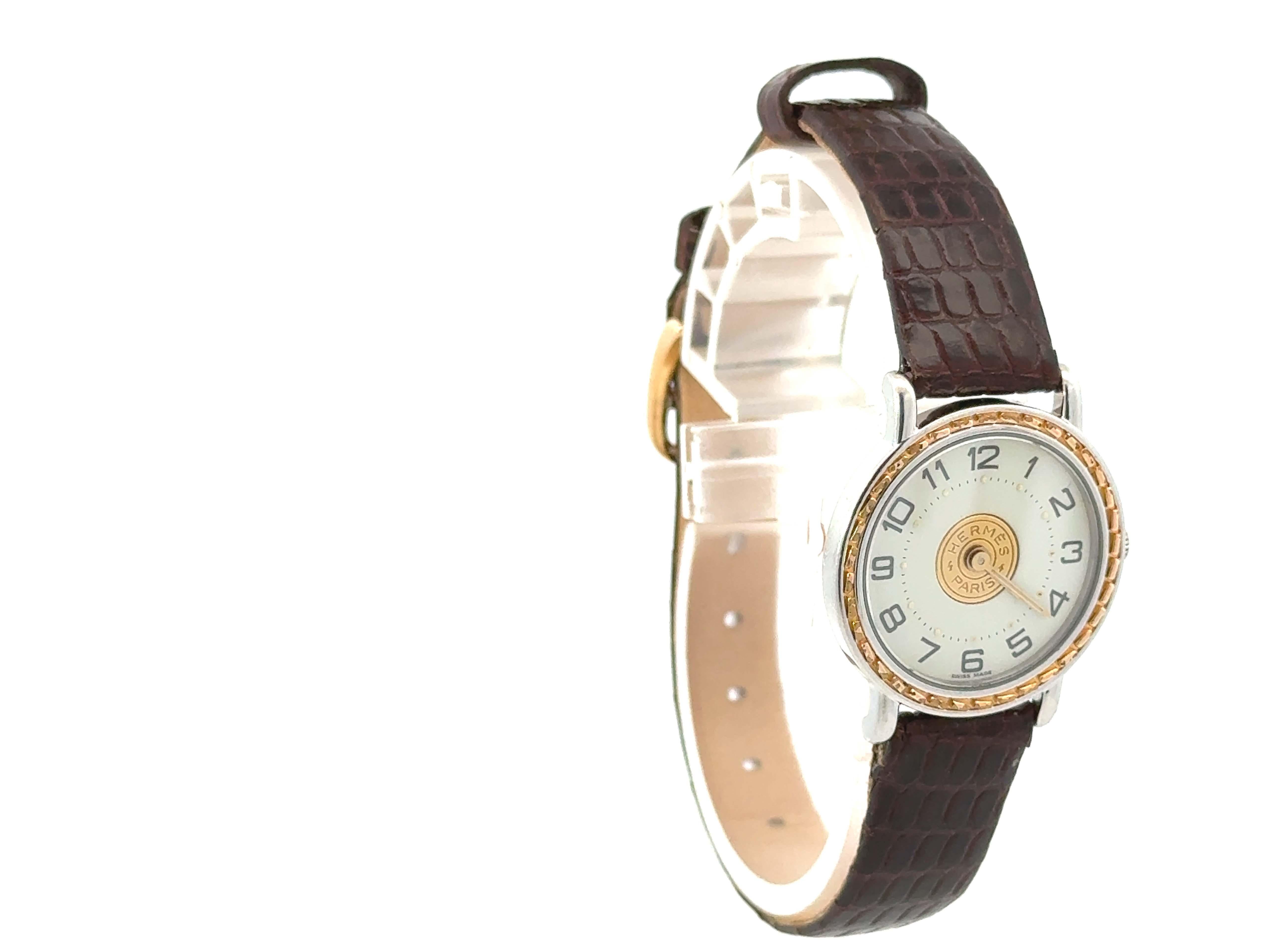 HERMES Serie Quarz-Uhr Eidechsenarmband 25 mm (Moderne)
