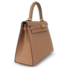 HERMES Sesame beige & Rouge H Epsom leather KELLY 25 SELLIER VERSO HSS Bag Ghw