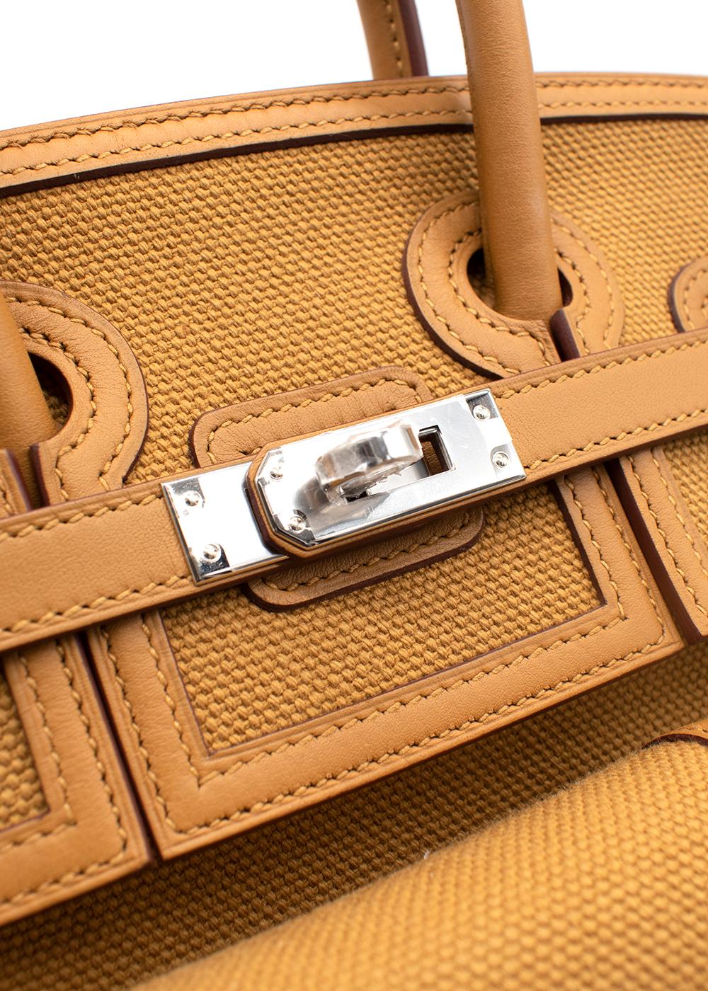 Sesame Canvas Cargo Birkin 25 PHW, Hermès im Angebot 6