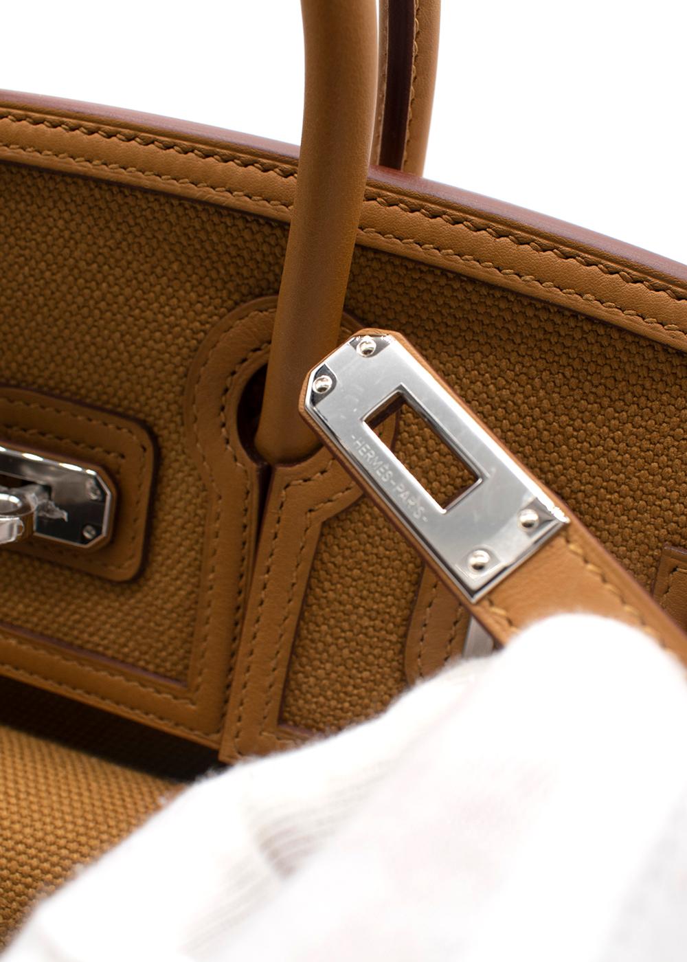 Sesame Canvas Cargo Birkin 25 PHW, Hermès im Angebot 7