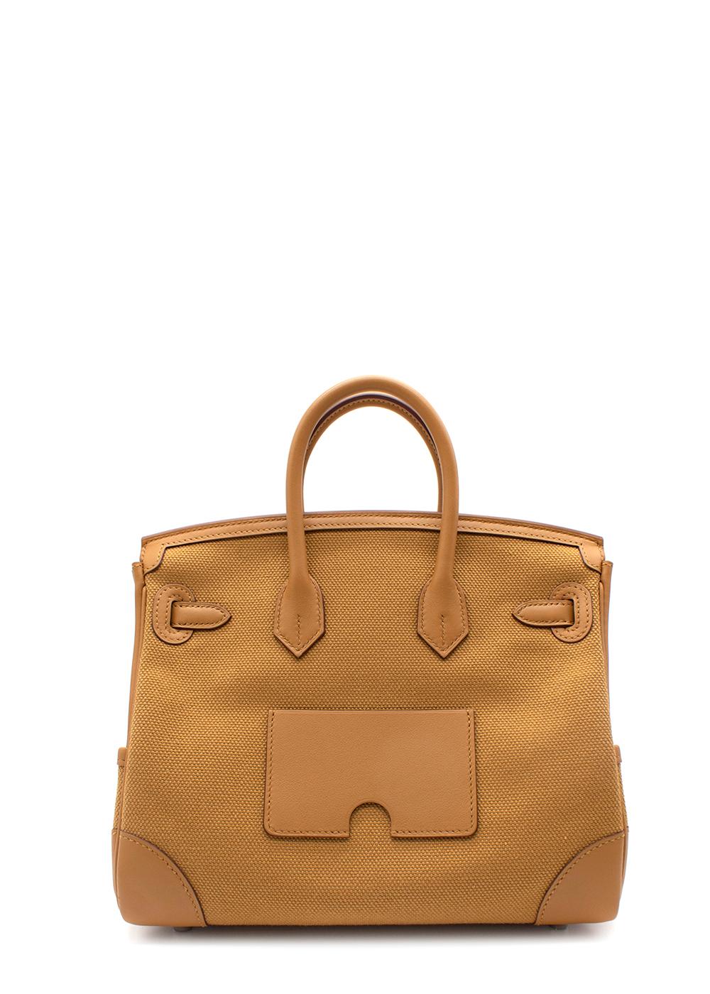Sesame Canvas Cargo Birkin 25 PHW, Hermès im Zustand „Hervorragend“ im Angebot in London, GB